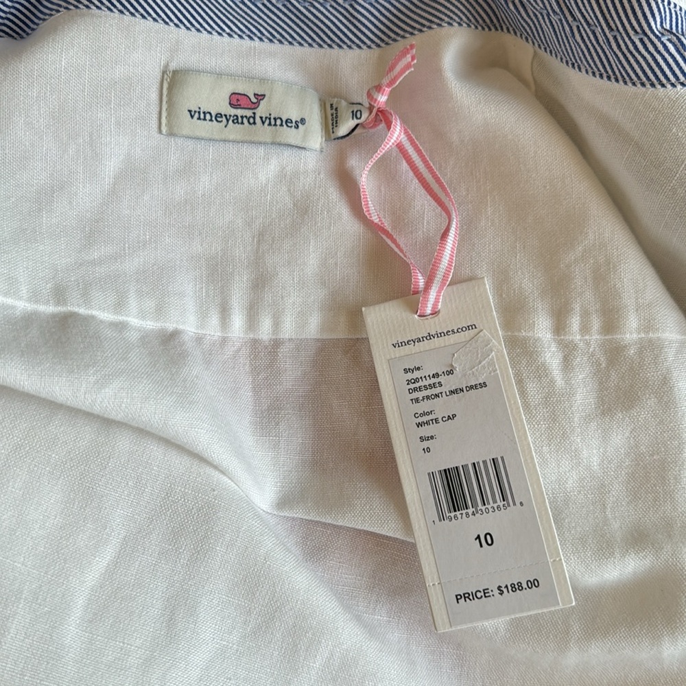 Vineyard vines White tie front linen dress Size 10 - Picture 13 of 14